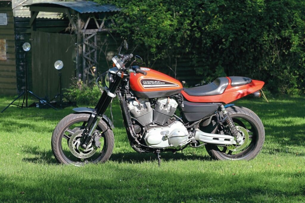 Harley-Davidson's XR1200 parked on grass